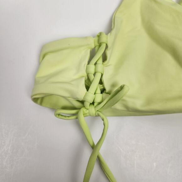 L*Space Gwen Bikini Top in Lemon Yellow/Green Size Small NWT Lace Up Sides - Picture 3 of 5